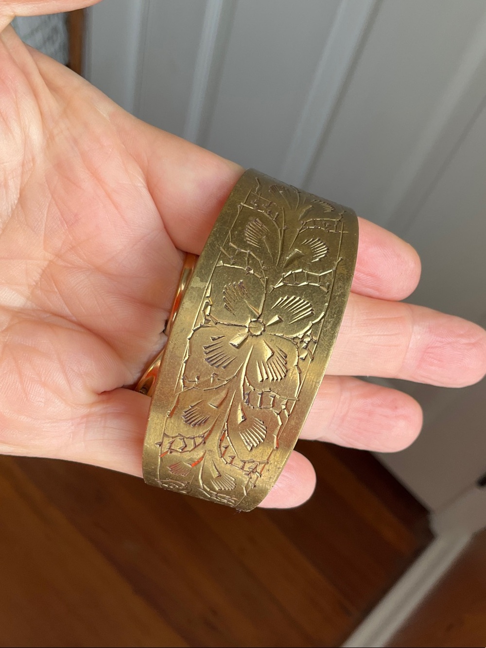 Brass etched bracelet